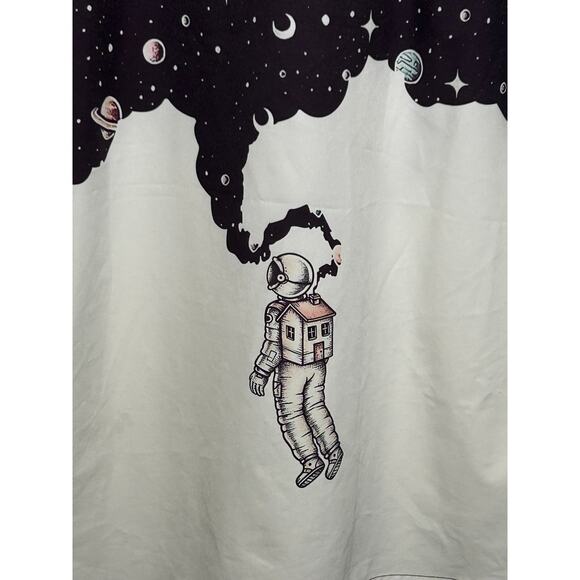 Shein Men's Planet Button Down Short Sleeve Shirt Blue and White Size XXL - Picture 4 of 4